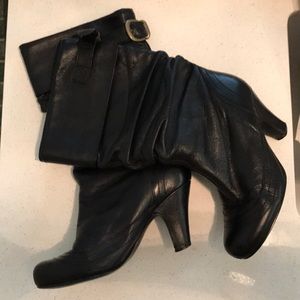 Black leather boots